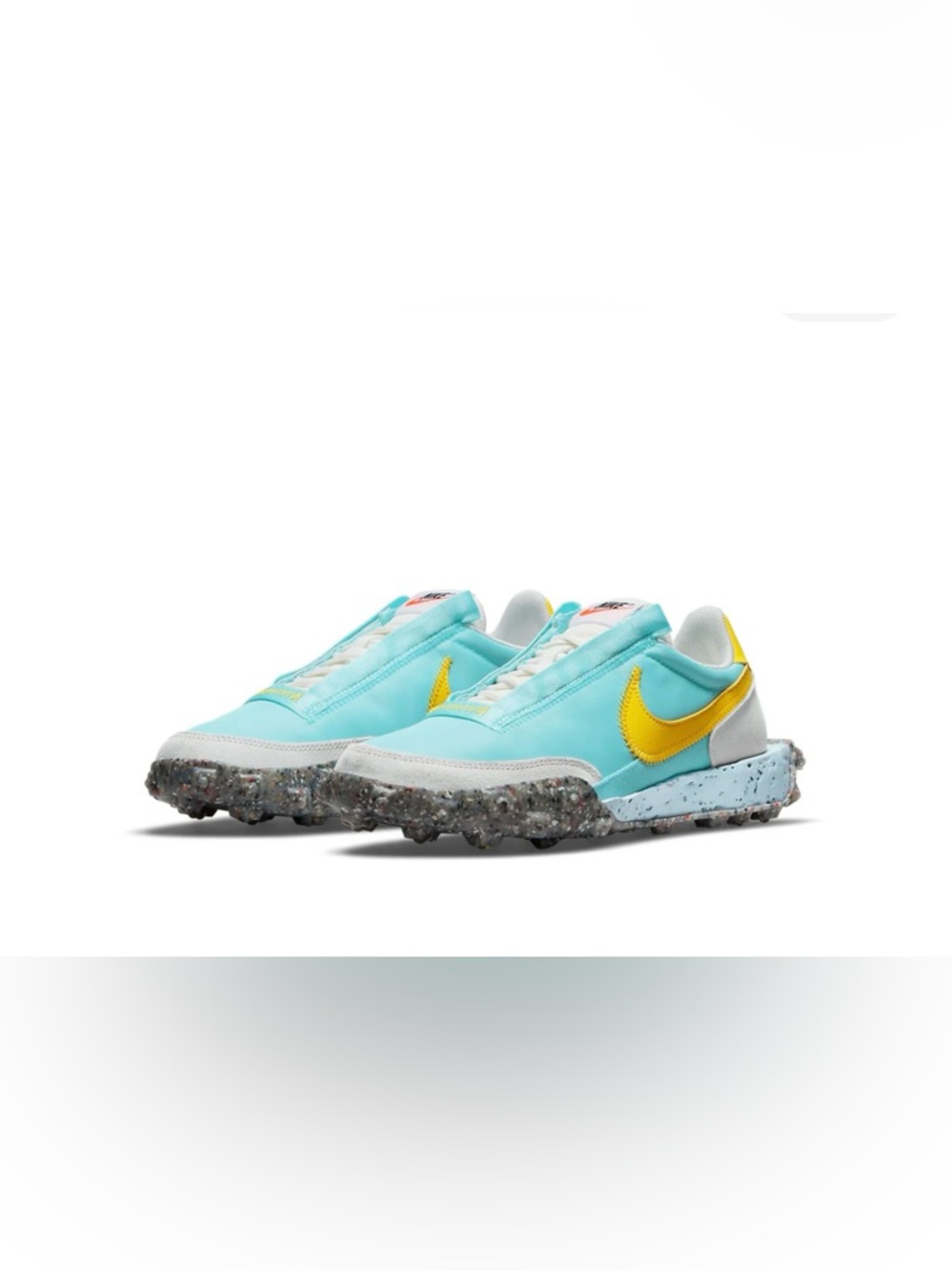Nike Women's Waffle Racer Crater Bleached Aqua Yellow Size 6